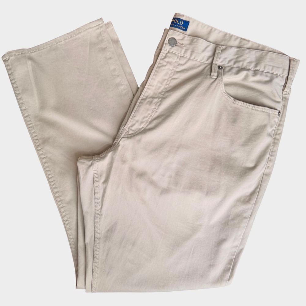 Polo Ralph Lauren Mens Classic‎ Straight Fit Khaki Tan Chino 40x32 Preppy Office